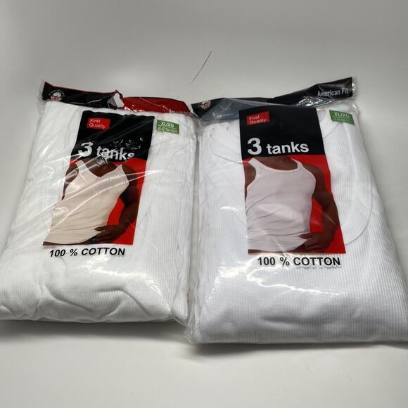 100% Cotton First Quality A-Shirt 6 Tanks Size Extra Large American Fit New - Picture 1 of 4